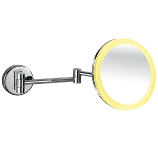 Wall-hung LED Lighted Magnified Mirror with PMMA Lampshade